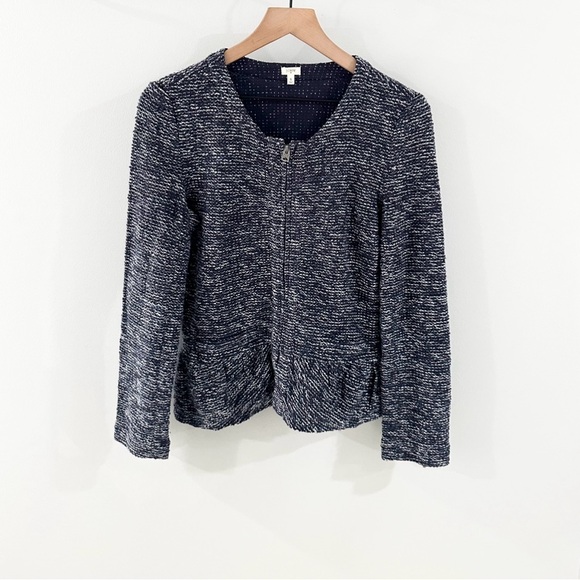 J. Crew Boucle Peplum Tweed Jacket Blue Size Small - Picture 2 of 6